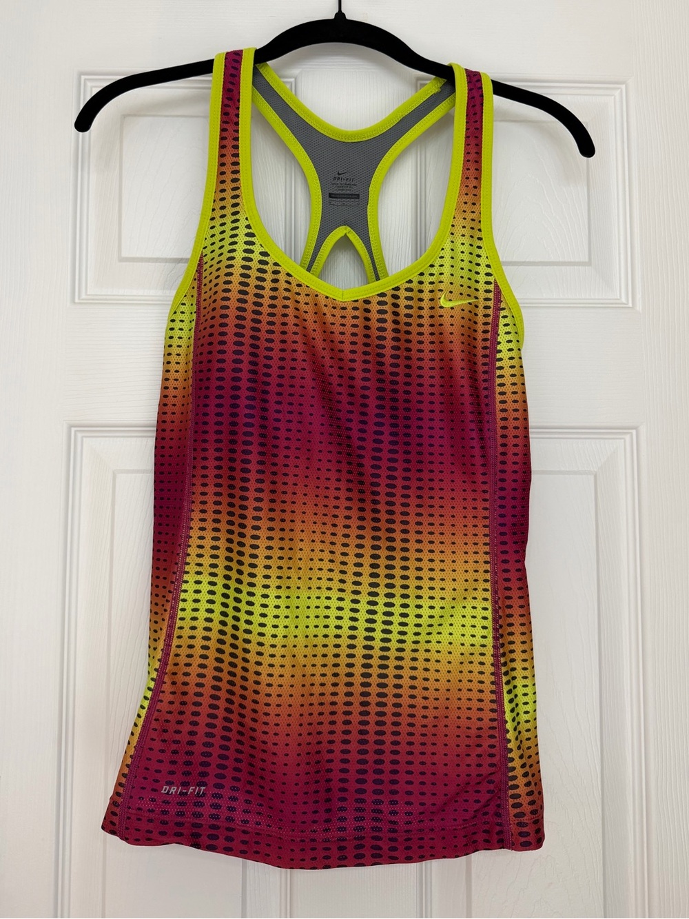 2012 Nike Racerback Dri-Fit Built-in Bra Tank in Neon Yellow & Pink Gradient